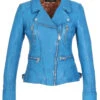 Blouson Cuir Femme Biker Denim Oakwood " 60861 "