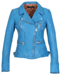 Blouson Cuir Femme Biker Denim Oakwood " 60861 "