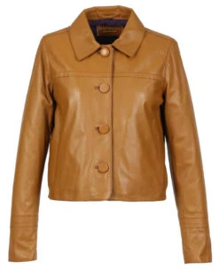 Oakwood Veste Courte En Cuir D'agneau Jaune Foncé " 64158 "