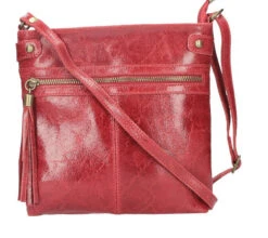 Sac Bandoulière Cuir Rouge " EVAN "