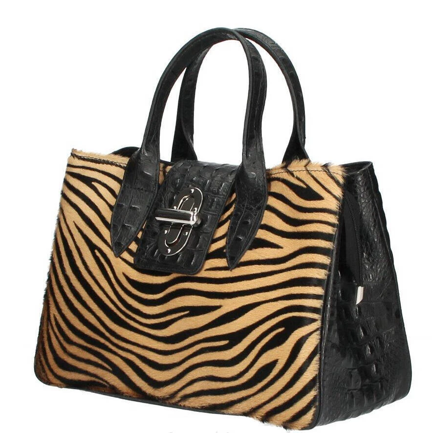 Sac à Main Cuir Zebré Scuro " CARLA " 1 Sac à Main Cuir Zebré Scuro " CARLA "