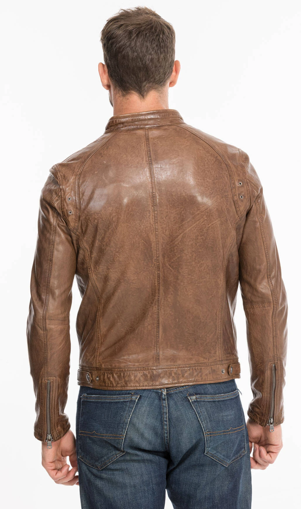 Blouson Cuir Homme Agneau Lavé Bison Style Motard Sport Tendance " 100233 " 2 Blouson Cuir Homme Agneau Lavé Bison Style Motard Sport Tendance " 100233 " – Image 2