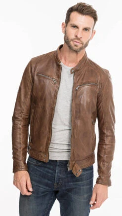 Blouson Cuir Homme Agneau Lavé Bison Style Motard Sport Tendance " 100233 " 20 Blouson Cuir Homme Agneau Lavé Bison Style Motard Sport Tendance " 100233 " -Maroquinerie 100233bison4 052742800 1611 07102021
