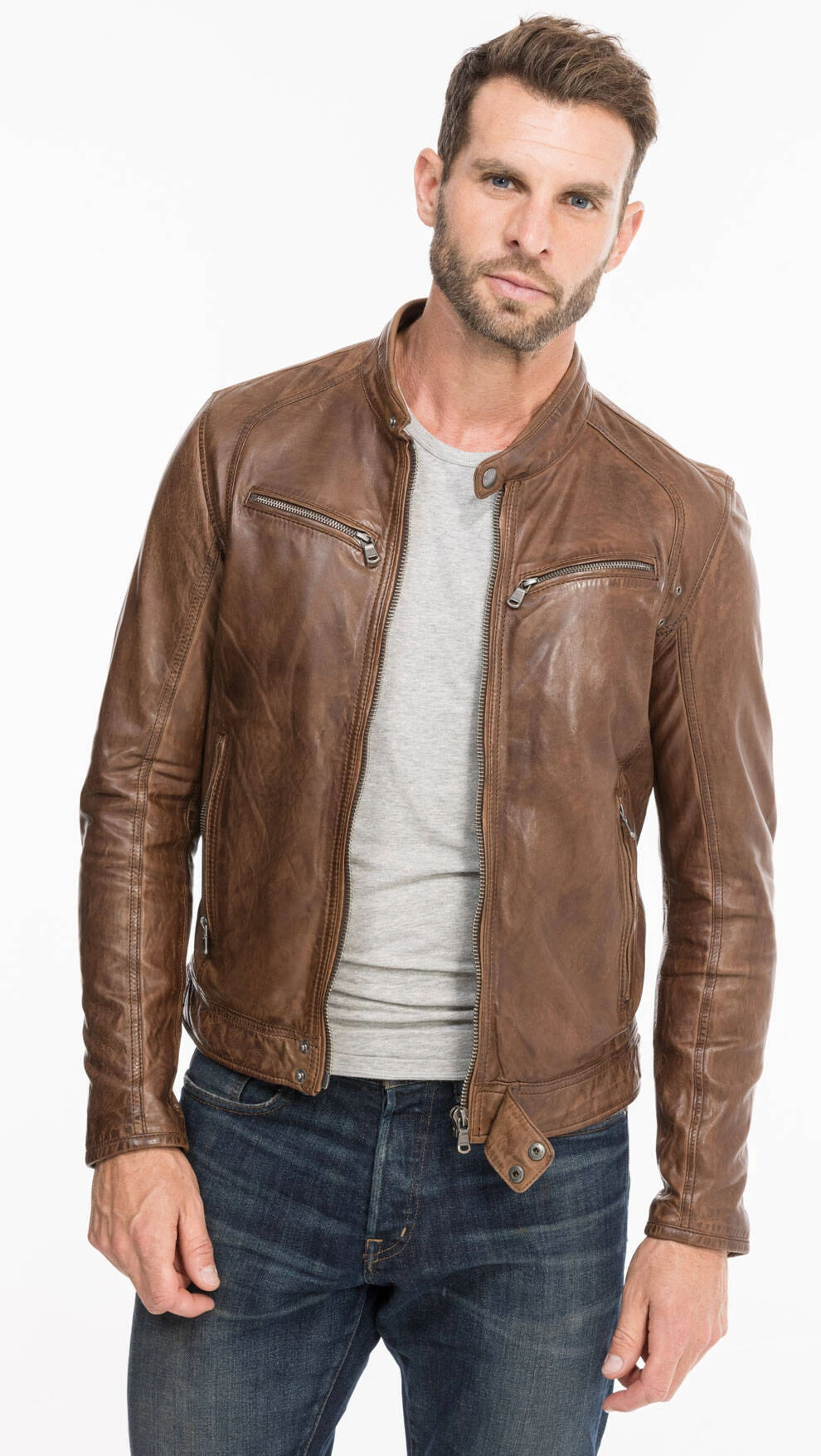 Blouson Cuir Homme Agneau Lavé Bison Style Motard Sport Tendance " 100233 " 8 Blouson Cuir Homme Agneau Lavé Bison Style Motard Sport Tendance " 100233 " – Image 8