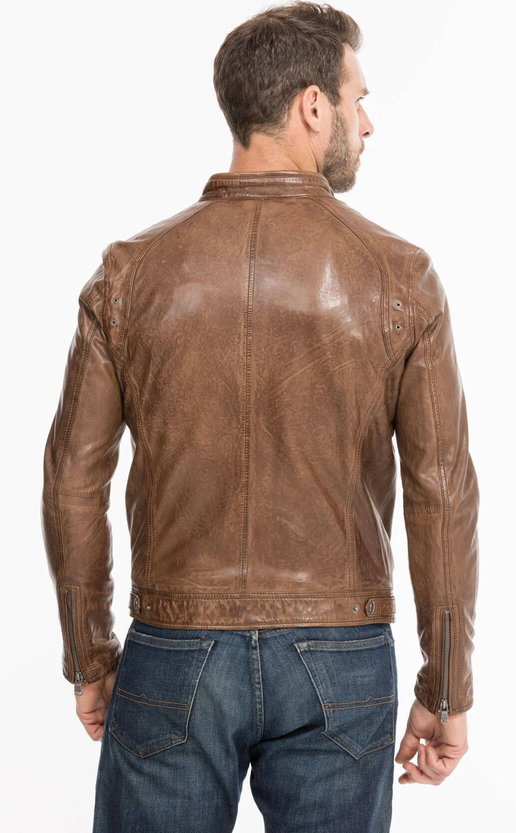 Blouson Cuir Homme Agneau Lavé Bison Style Motard Sport Tendance " 100233 " 13 Blouson Cuir Homme Agneau Lavé Bison Style Motard Sport Tendance " 100233 " – Image 13