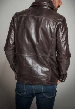 Veste Cuir Homme Marron "100349"