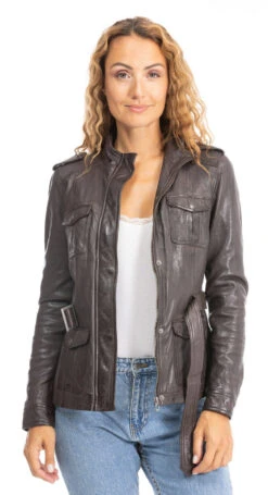 Veste Cuir Femme Demi Longueur Marron " 101965 " -Maroquinerie 100965vestemarron 054174200 1651 25092023