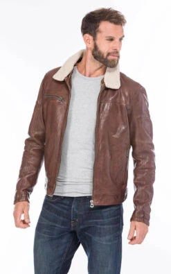 Blouson Cuir Homme Dark Cognac " NENTLEY " -Maroquinerie 101032cognac10 028981700 0949 22092020