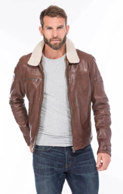 Blouson Cuir Homme Dark Cognac " NENTLEY " -Maroquinerie 101032cognac11 047640000 0949 22092020