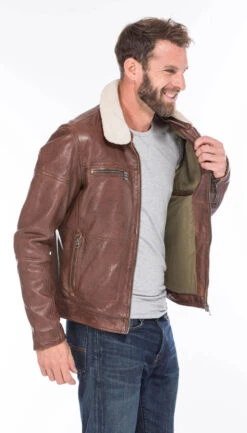 Blouson Cuir Homme Dark Cognac " NENTLEY " -Maroquinerie 101032cognac12 032680200 0949 22092020