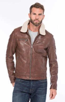 Blouson Cuir Homme Dark Cognac " NENTLEY " -Maroquinerie 101032cognac1 009632600 0949 22092020