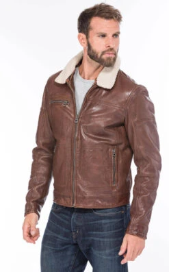 Blouson Cuir Homme Dark Cognac " NENTLEY " -Maroquinerie 101032cognac2 025348900 0949 22092020