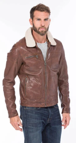 Blouson Cuir Homme Dark Cognac " NENTLEY " -Maroquinerie 101032cognac3 017251300 0949 22092020