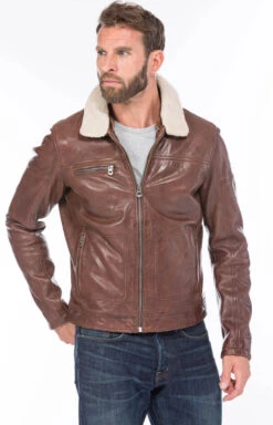 Blouson Cuir Homme Dark Cognac " NENTLEY " -Maroquinerie 101032cognac4 036470700 0949 22092020