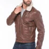 Blouson Cuir Homme Dark Cognac " NENTLEY "