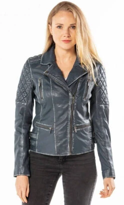Blouson Cuir Femme Navy " 101462 " -Maroquinerie 101462bleublousoncuir 000391600 1043 04102022