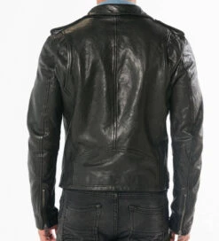 Blouson Cuir Homme Biker Noir " GOLBERG "
