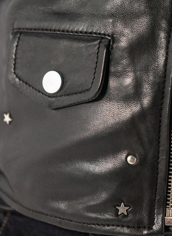 Blouson Biker Cuir Femme "101634" Noir 2 Blouson Biker Cuir Femme "101634" Noir – Image 2