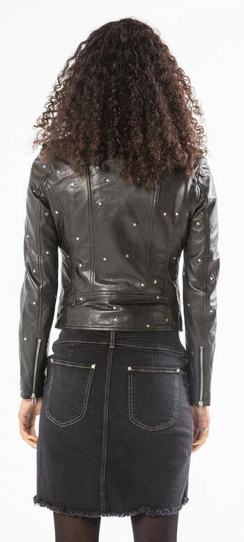 Blouson Biker Cuir Femme "101634" Noir 1 Blouson Biker Cuir Femme "101634" Noir