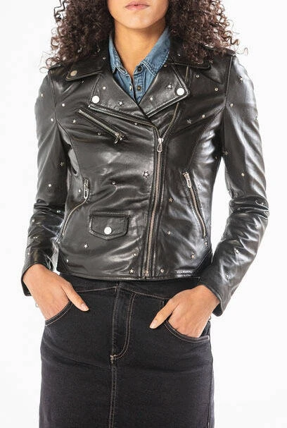 Blouson Biker Cuir Femme "101634" Noir 3 Blouson Biker Cuir Femme "101634" Noir – Image 3