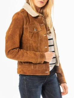 Blouson Court Cuir Femme "101645" Cognac -Maroquinerie 101645 pose 080458900 1643 18022021