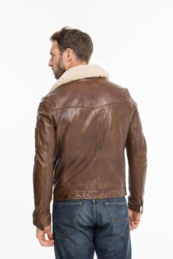 Blouson Aviateur Cuir Homme " BROOKE " Cognac 18 Blouson Aviateur Cuir Homme " BROOKE " Cognac -Maroquinerie 101754cognac12 037527100 1350 08102021