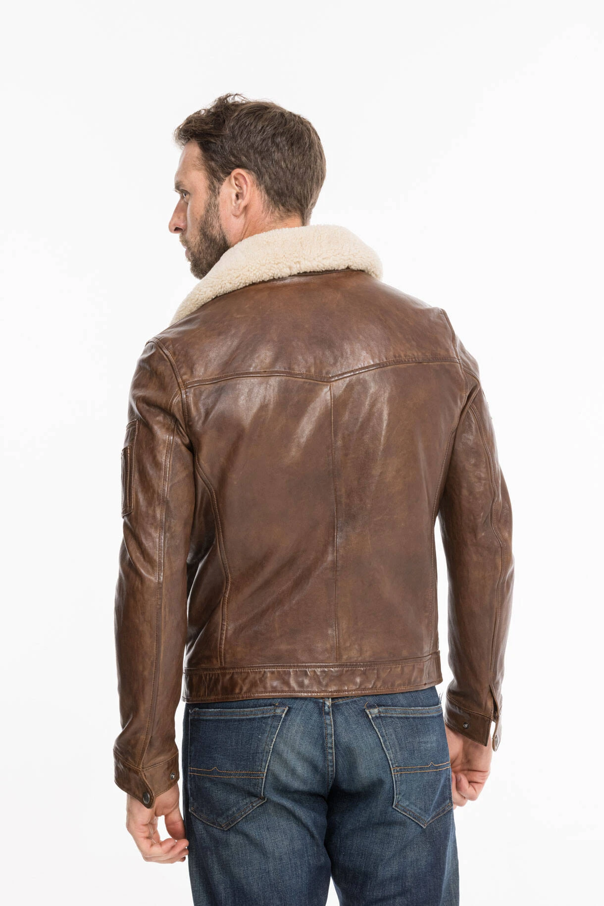 Blouson Aviateur Cuir Homme " BROOKE " Cognac 5 Blouson Aviateur Cuir Homme " BROOKE " Cognac – Image 5