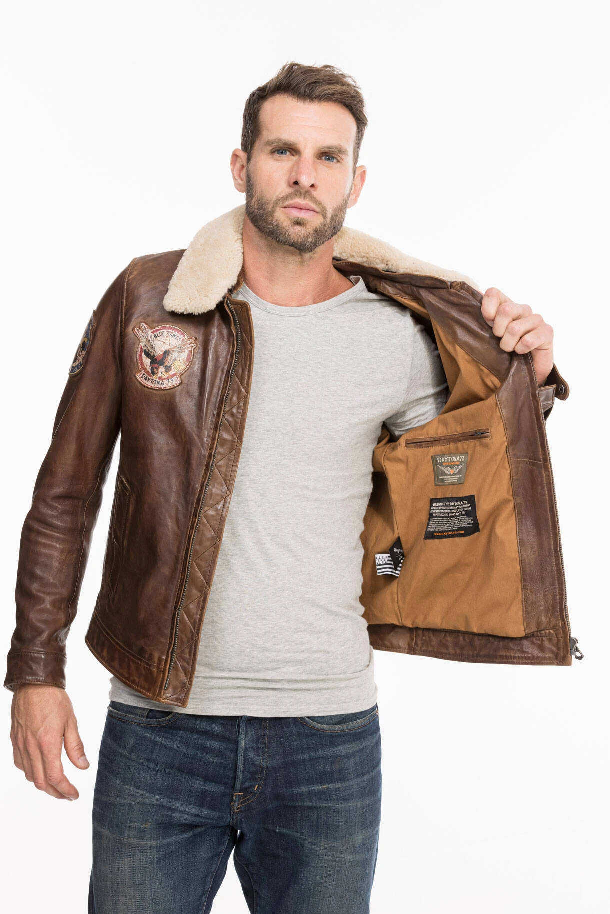Blouson Aviateur Cuir Homme " BROOKE " Cognac 1 Blouson Aviateur Cuir Homme " BROOKE " Cognac
