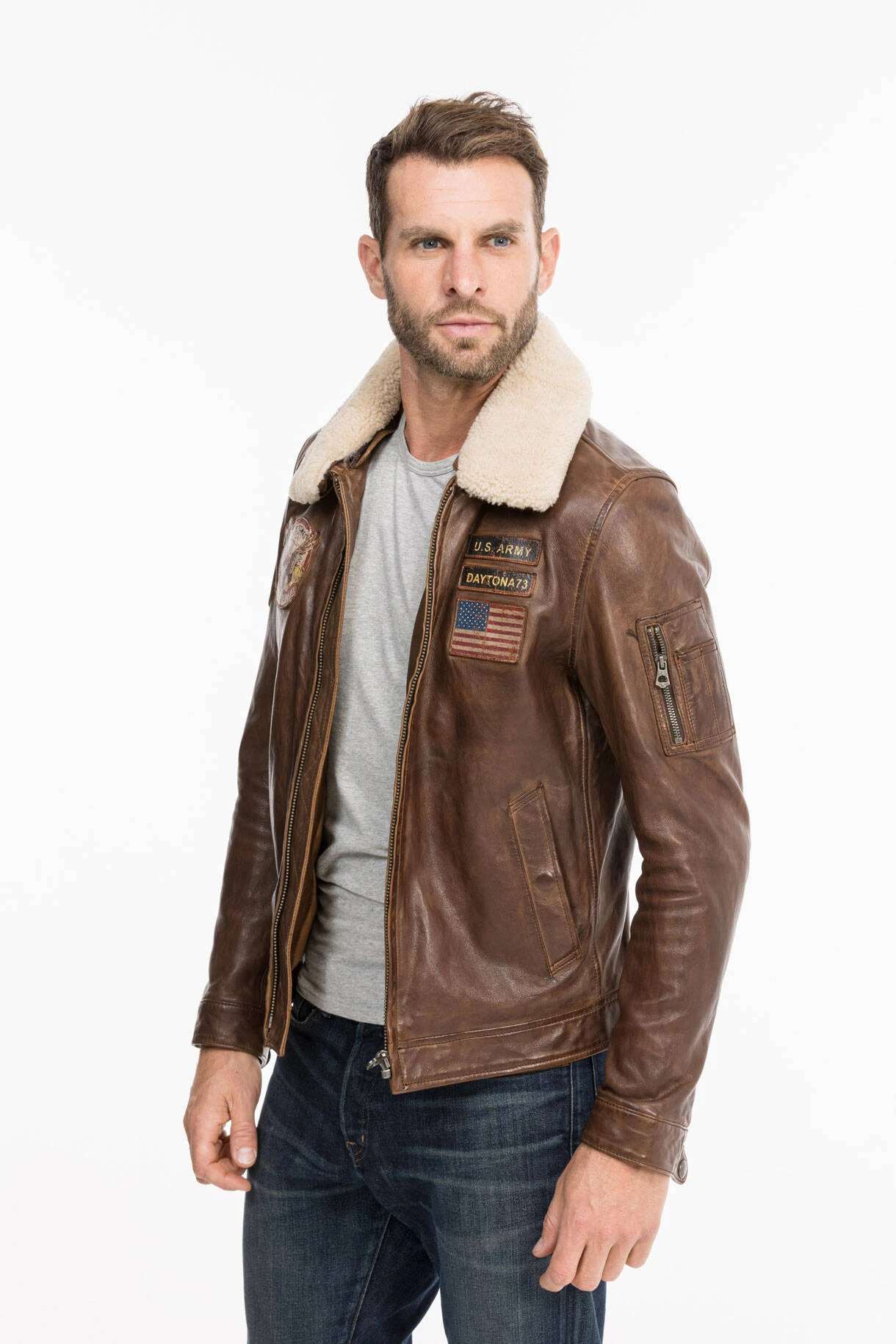 Blouson Aviateur Cuir Homme " BROOKE " Cognac 12 Blouson Aviateur Cuir Homme " BROOKE " Cognac – Image 12