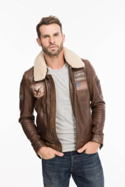Blouson Aviateur Cuir Homme " BROOKE " Cognac 16 Blouson Aviateur Cuir Homme " BROOKE " Cognac -Maroquinerie 101754cognac4 075124900 1350 08102021