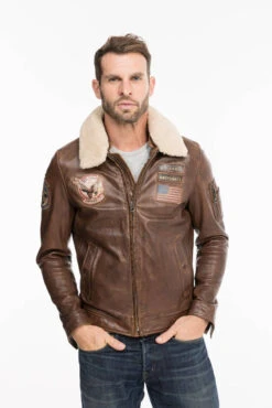 Blouson Aviateur Cuir Homme " BROOKE " Cognac 24 Blouson Aviateur Cuir Homme " BROOKE " Cognac -Maroquinerie 101754cognac5 069405600 1350 08102021