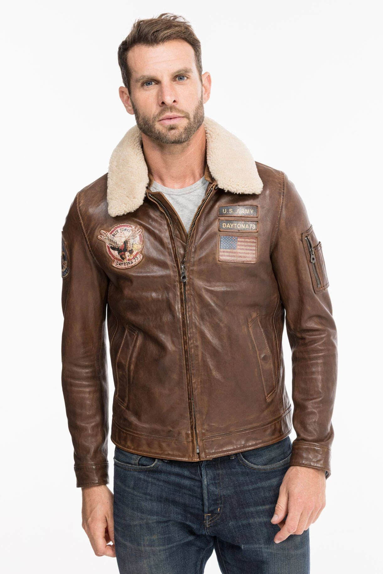 Blouson Aviateur Cuir Homme " BROOKE " Cognac 10 Blouson Aviateur Cuir Homme " BROOKE " Cognac – Image 10