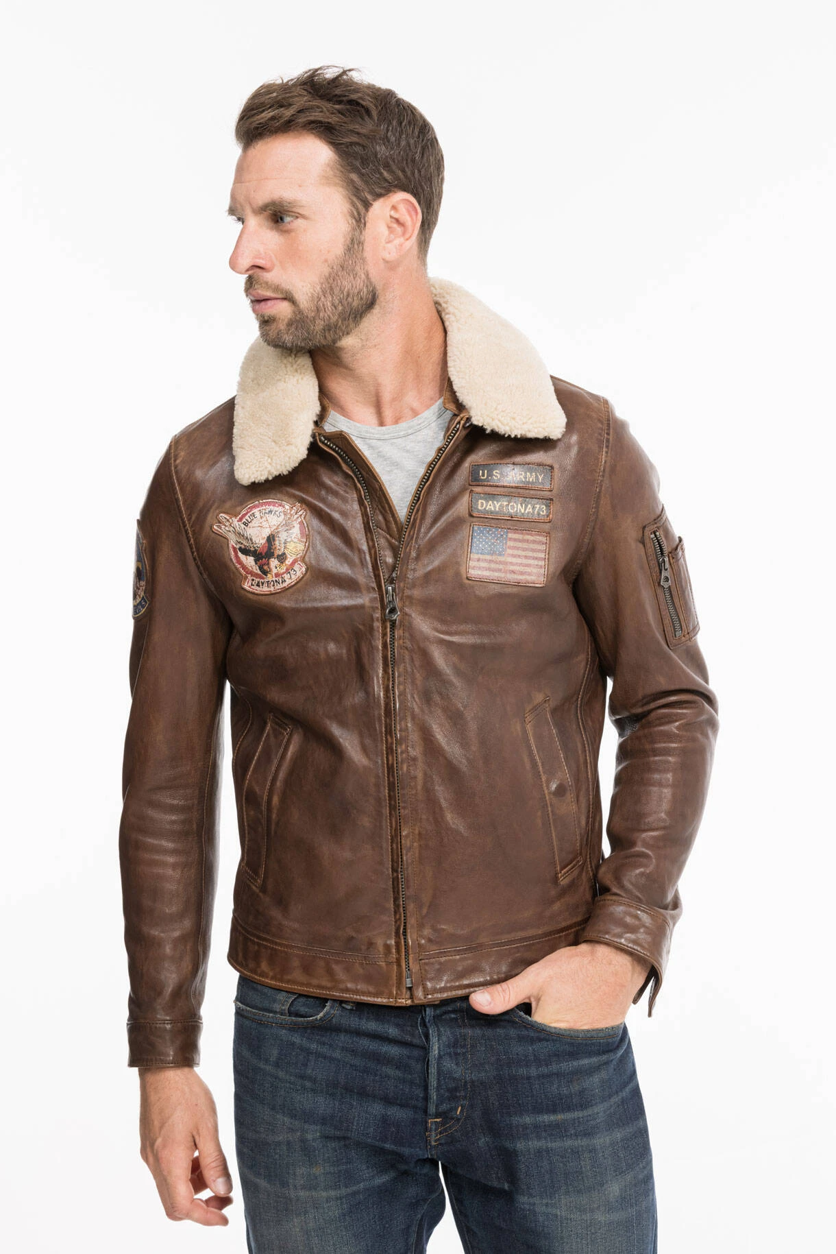 Blouson Aviateur Cuir Homme " BROOKE " Cognac 14 Blouson Aviateur Cuir Homme " BROOKE " Cognac – Image 14