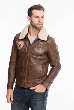 Blouson Aviateur Cuir Homme " BROOKE " Cognac 20 Blouson Aviateur Cuir Homme " BROOKE " Cognac -Maroquinerie 101754cognac9 089816000 1350 08102021