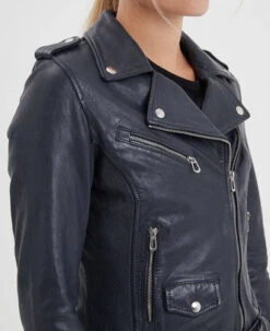 Blouson Cuir Femme Daytona Navy "PAULA"