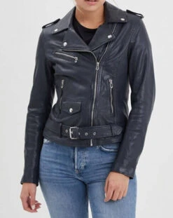 Blouson Cuir Femme Daytona Navy "PAULA" -Maroquinerie 101849navyface 083514400 1802 07022024
