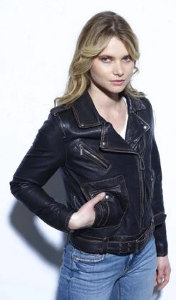 Blouson Cuir Femme Rose Garden Noir " 101858 " -Maroquinerie 101858blousoncuir 047935600 1043 04102022