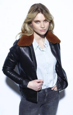 Blouson Cuir Femme Agneau Noir " 101970 " -Maroquinerie 101970blousoncuiragneau 086934600 1838 03102022