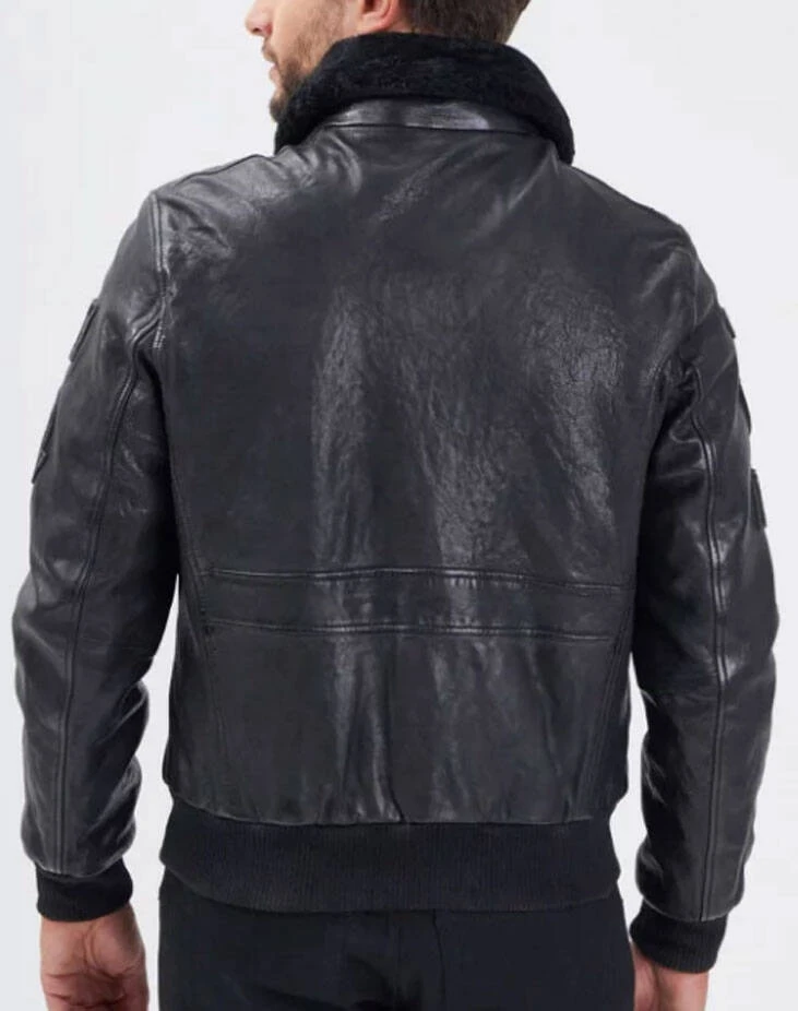 Blouson Cuir Homme Noir/noir Style Aviateur " MYTHIC " 1 Blouson Cuir Homme Noir/noir Style Aviateur " MYTHIC "