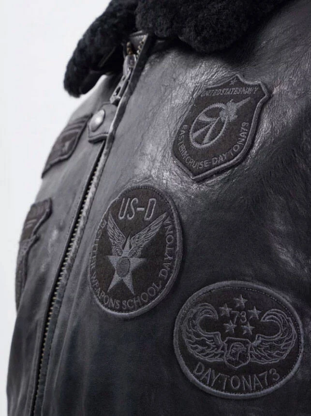 Blouson Cuir Homme Noir/noir Style Aviateur " MYTHIC " 3 Blouson Cuir Homme Noir/noir Style Aviateur " MYTHIC " – Image 3