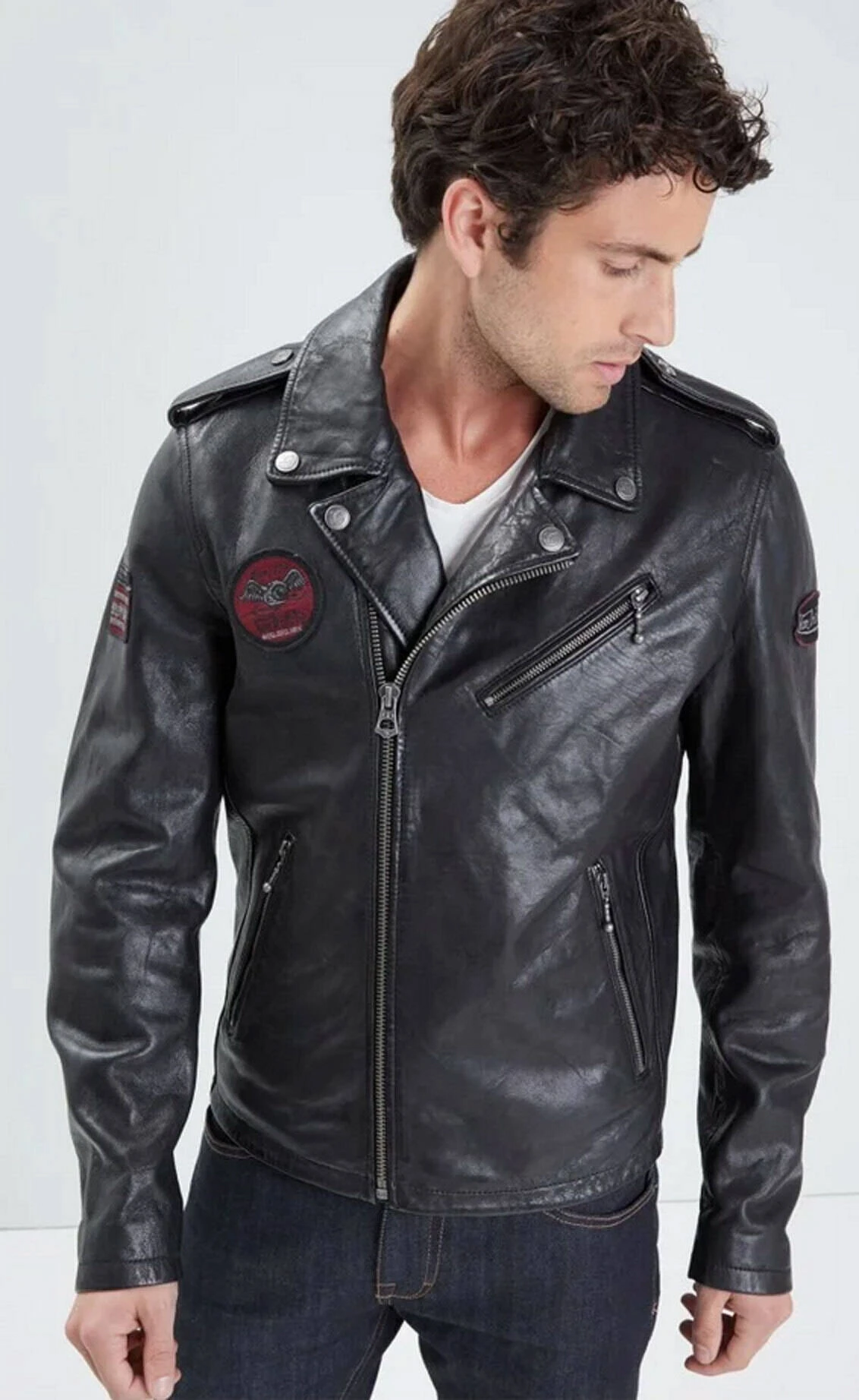 Blouson Cuir Homme Biker Noir " 102066 " 7 Blouson Cuir Homme Biker Noir " 102066 " – Image 7