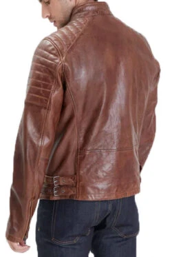 Blouson Cuir Homme Cognac Foncé " 102119 "