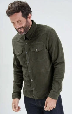 Chemise Chèvre Velours Homme Kaki " 102203 " -Maroquinerie 102203kakiface 091105300 1108 29092023
