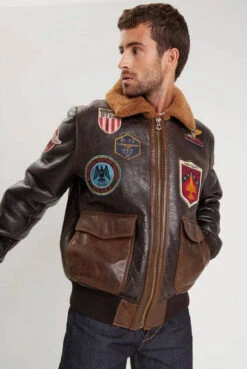 Blouson Mouton Pilote Marron " 102425 " 9 Blouson Mouton Pilote Marron " 102425 " -Maroquinerie 102425marron3 068991000 1622 28112022