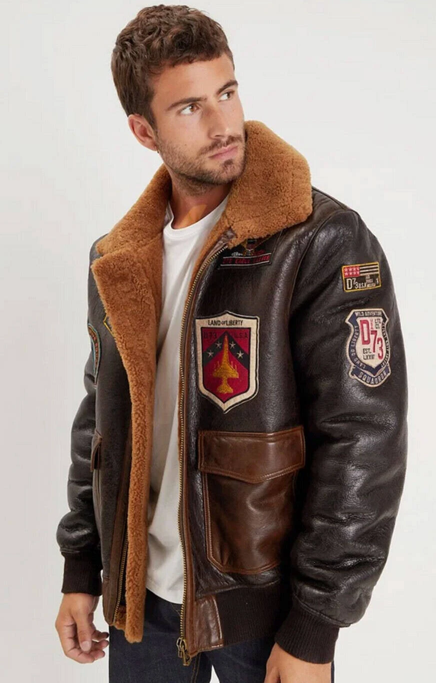 Blouson Mouton Pilote Marron " 102425 " 2 Blouson Mouton Pilote Marron " 102425 " – Image 2