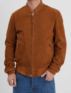 Blouson Bomber En Chèvre Velours "102570" -Maroquinerie 102570cognacface 027711800 1506 28022023