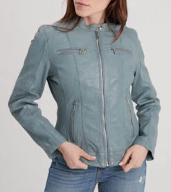 Blouson Cuir Femme Style Motard Bluestorm " 102581 " -Maroquinerie 102581bluestormdevant 038250700 1507 28022023