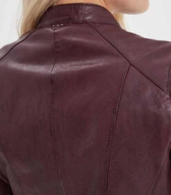 Blouson Cuir Femme Style Motard Burgandy " 102581 " -Maroquinerie 102581burgandyzoomdos 038949500 1549 03102023