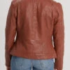Blouson Cuir Femme Style Motard Cognac " 102581 "