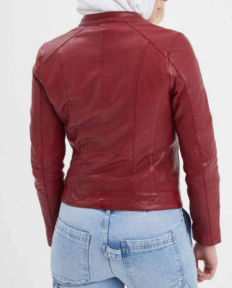 Blouson Cuir Femme Style Motard Red Chili " 102581 " 1 Blouson Cuir Femme Style Motard Red Chili " 102581 "